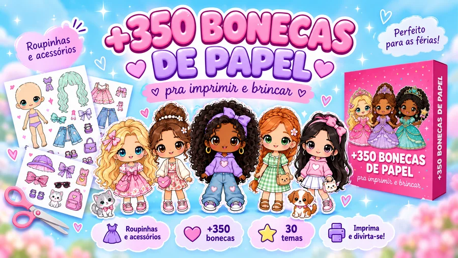 Mockup da Coleção +350 Bonecas de Papel